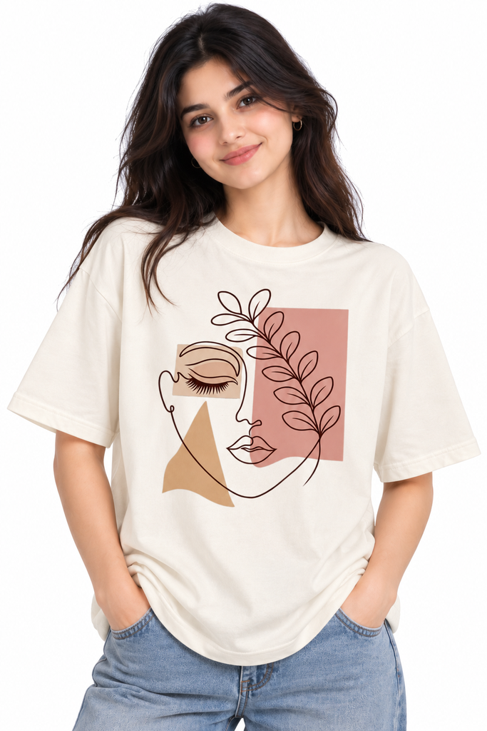 ANIBA FASHION Womens oversized Printed T-Shirts (S, Off White)