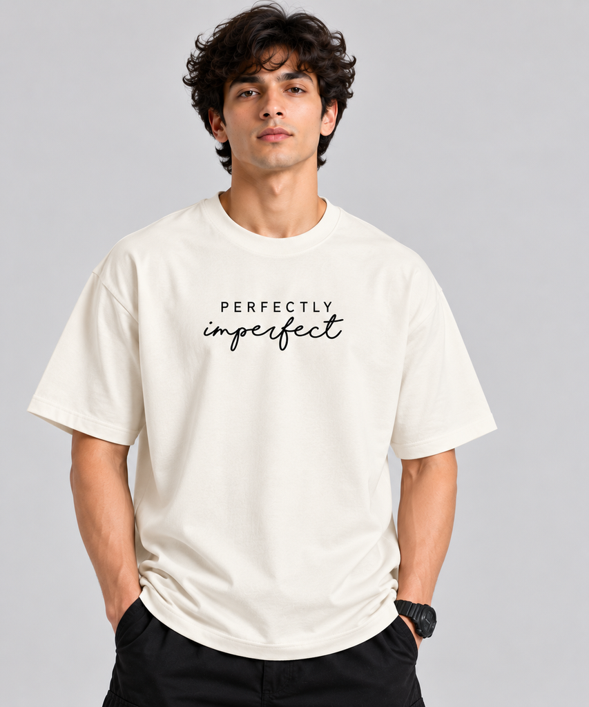 ANIBA FASHION Mens Perfectly imperfect printed T-shirts (M, Off White)