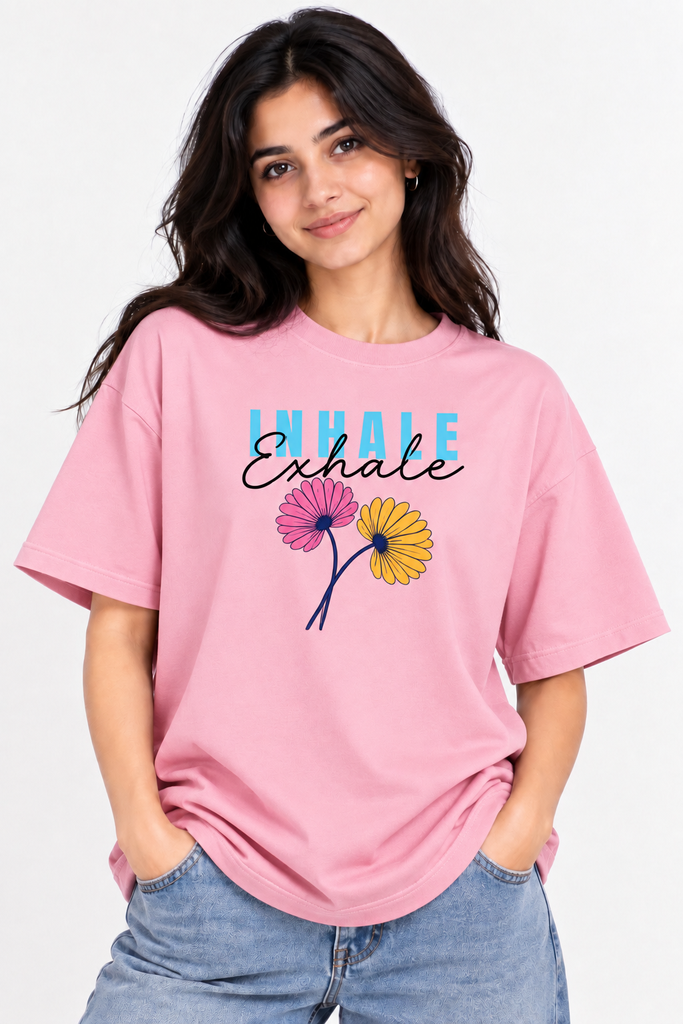 Women's Exhale Floral Graphic Oversized T-Shirt