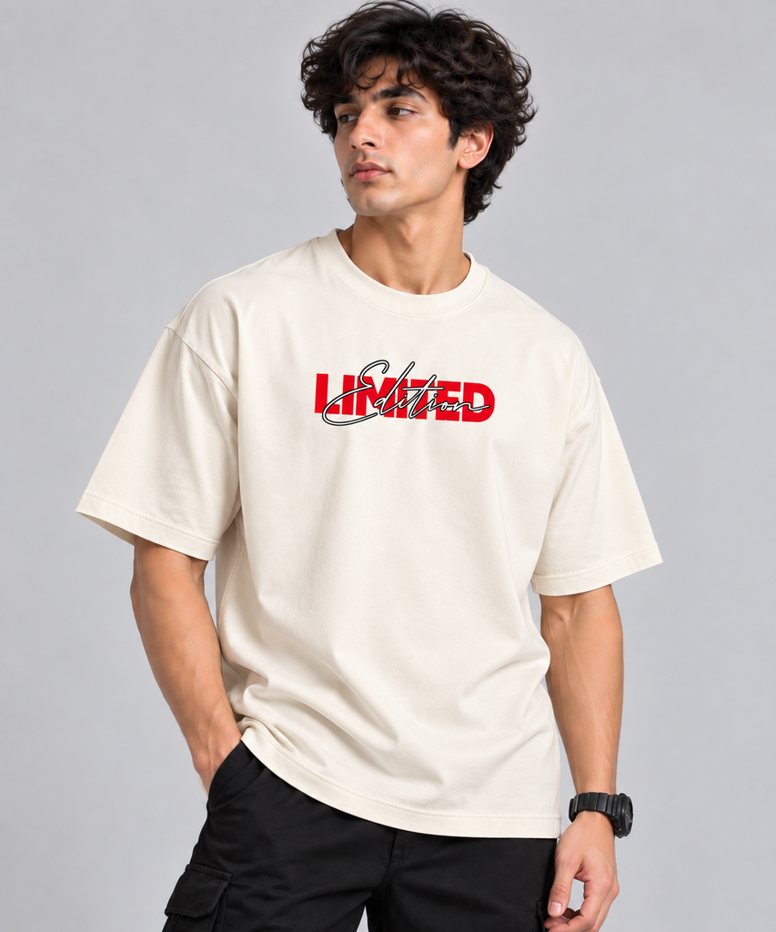 [LTD-ED-OFWT-S] Men’s Limited Edition Graphic Printed Oversized T-Shirt-OFF WHITE (S)