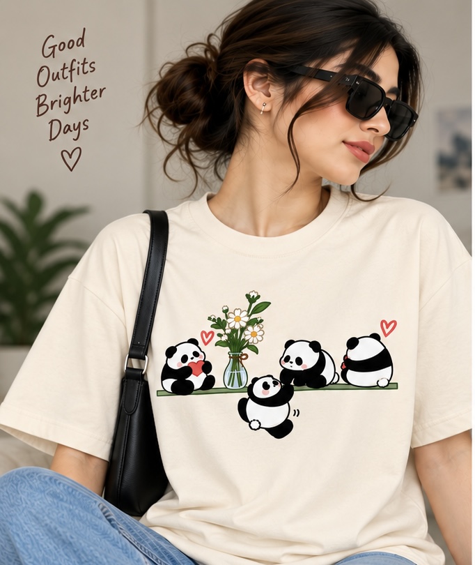 ANIBA FASHION Panda Love Womens T-Shirt
